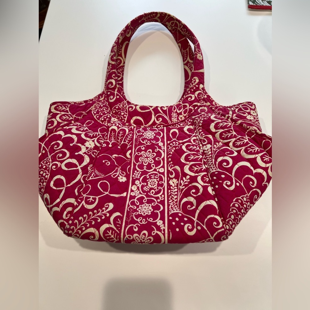 Floral Patterned Tote Bag - Red and White